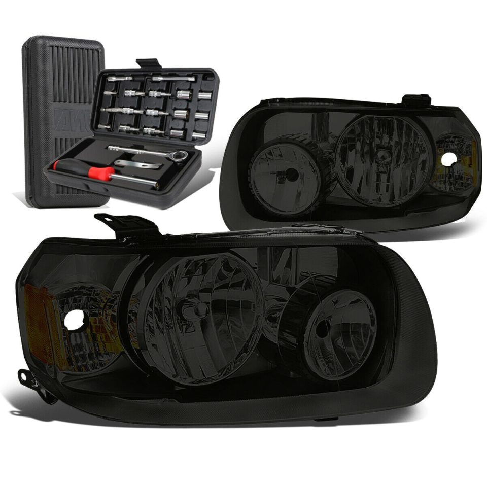 Safe 2005-2007 d Escape Pair Smoked/Amber Signal Headlight Head Lamps+Tool Box