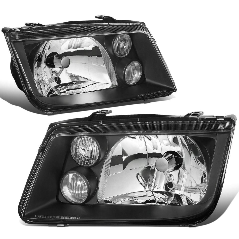 Healthy Value 1999-2005 VW Jetta Mk4 Pair Black Housing Clear Lens Headlight w/Fog Lamp