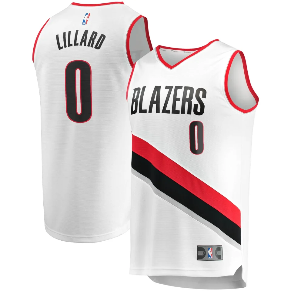 Glass Men's Fanatics Branded Damian Lillard White Portland Trail Blazers Fast Break Replica Jersey - Association Edition