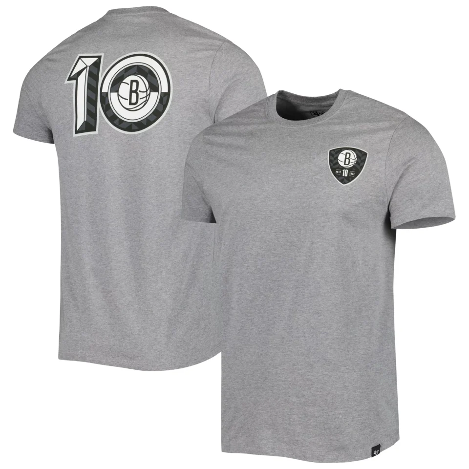 Clear Men's '47 Heather Gray Brooklyn Nets 10th Anniversary Backer T-Shirt