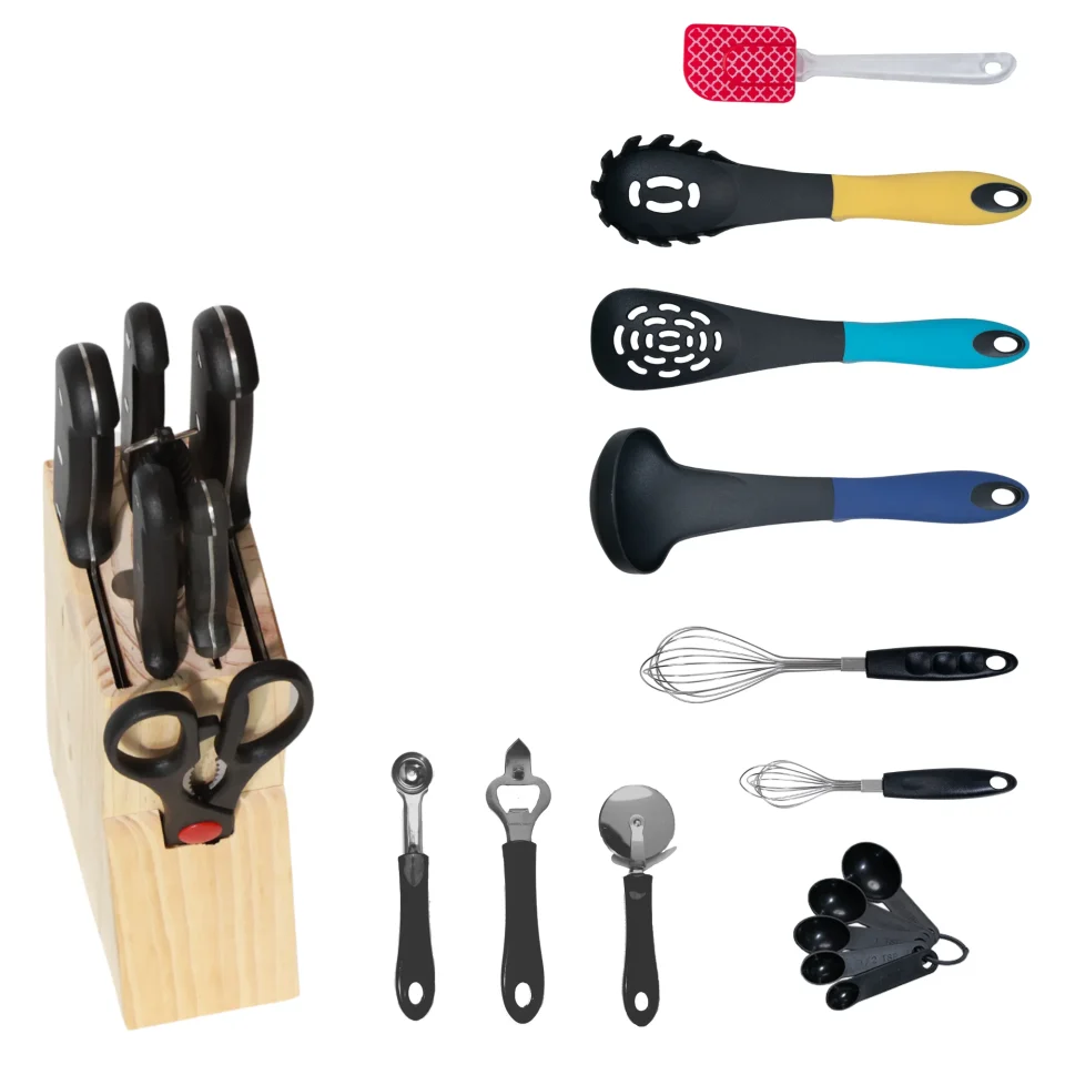 Value SmartCook 27 Pcs Kitchen Utensils Set with Block Knife Set ﾨC 8 Pcs Premium Stainless Steele, 19 Pcs of Cooking Utensils, Lightweight and Strong, Spoon, Ladle, Whisk and more, Utensilios de Cocina