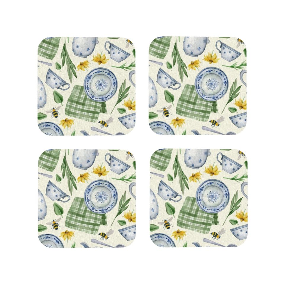 Safe Polished Bingfone Vintage Utensils Personalized Coaster Set 4 For Drinks Coffee Table Bar Beer Wine Cup Coasters,4 Inch