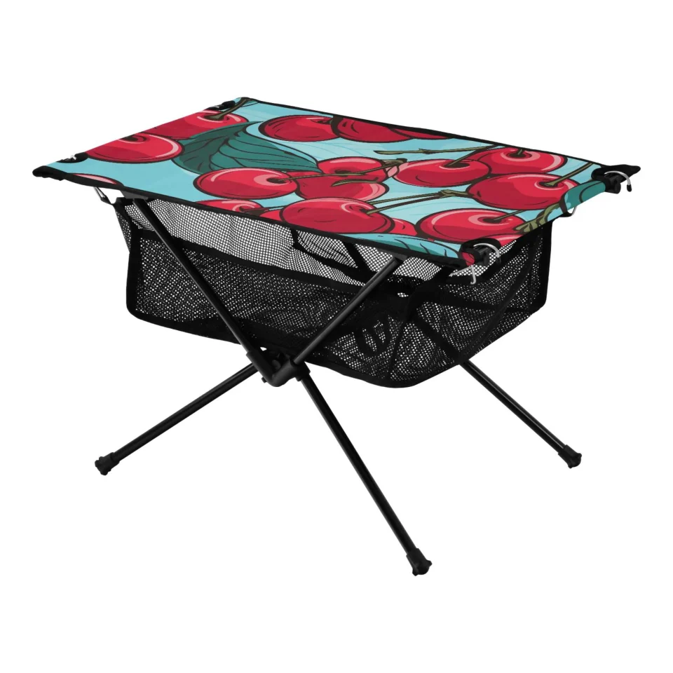 Select Cherry Leaf Camping Folding Table Portable Beach Table with Storage Bag Compact Picnic Table for Outdoor Travel Fishing BBQ