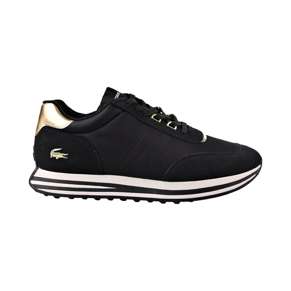 Ultimate Wooden Lacoste L-Spin 0922 3 SMA Textile Men's Shoes Black-Gold 7-43sma0094-1v7