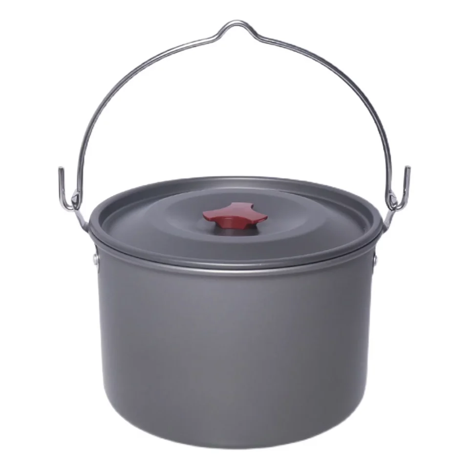 Polished Home Carevas 4.2L Camping Hanging Pot Alumina Oxide Cooking Pot for Outdoor Backpacking Fishing Hiking
