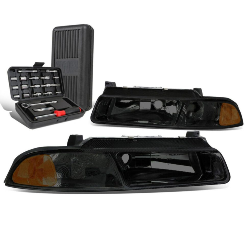 Value 1995-2000 Cirrus Dodge Stratus Smoked/Amber Side Headlight Lamps+Tool Box
