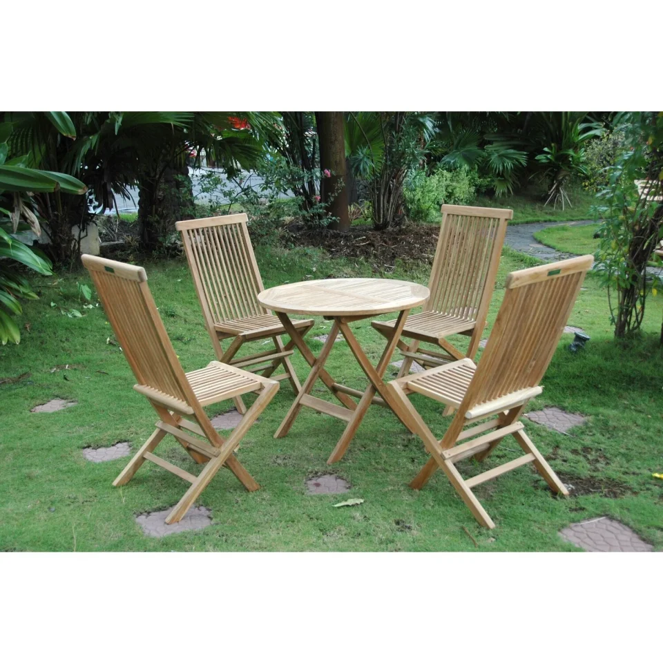 Ceramic Silicone Anderson Teak 31 in. Windsor Round Picnic Folding Table