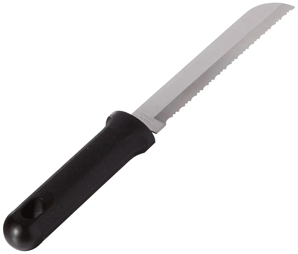 Ultimate Space-Saving Superior Chef Stainless Steel Serrated Vegetable Utility Knife with Built in Eyelet by PepperMate, A Serrated Knife for Tomato's, Bread and More
