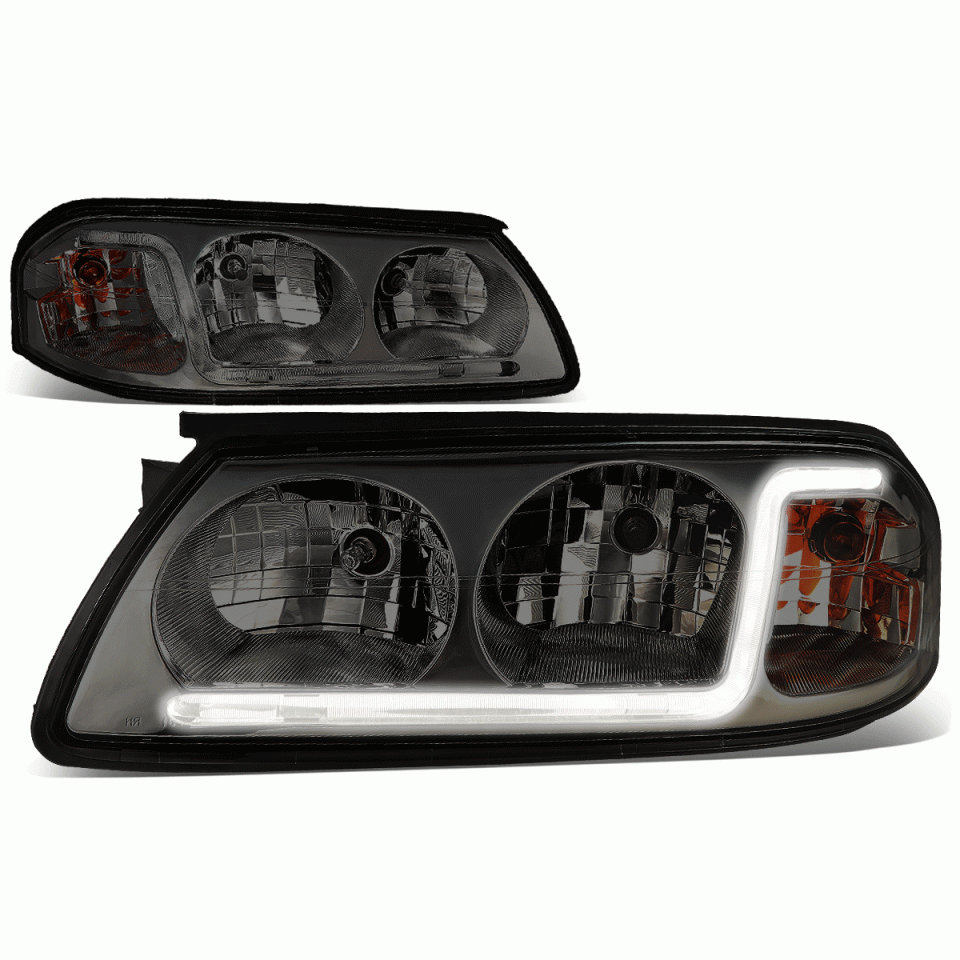 Healthy LED DRL 2000-2005 Chevy Impala Smoked Housing Clear Corner Headlight/Lamp