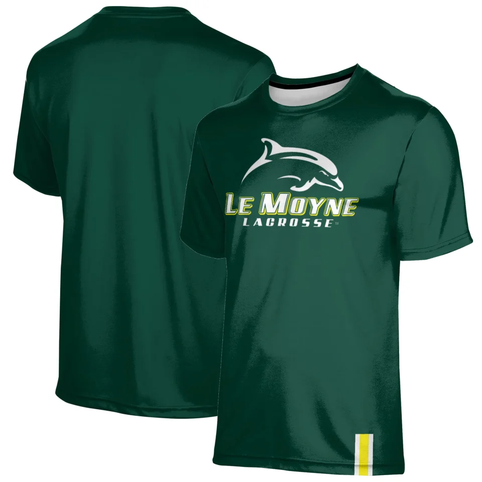 Baking Best-Selling Men's ProSphere Green Le Moyne Dolphins Lacrosse Logo Stripe T-Shirt