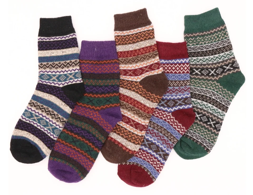 Pure 5 Pairs Womens Wool Cashmere Thick Sock Lady Soft Casual Winter Fuzzy Socks