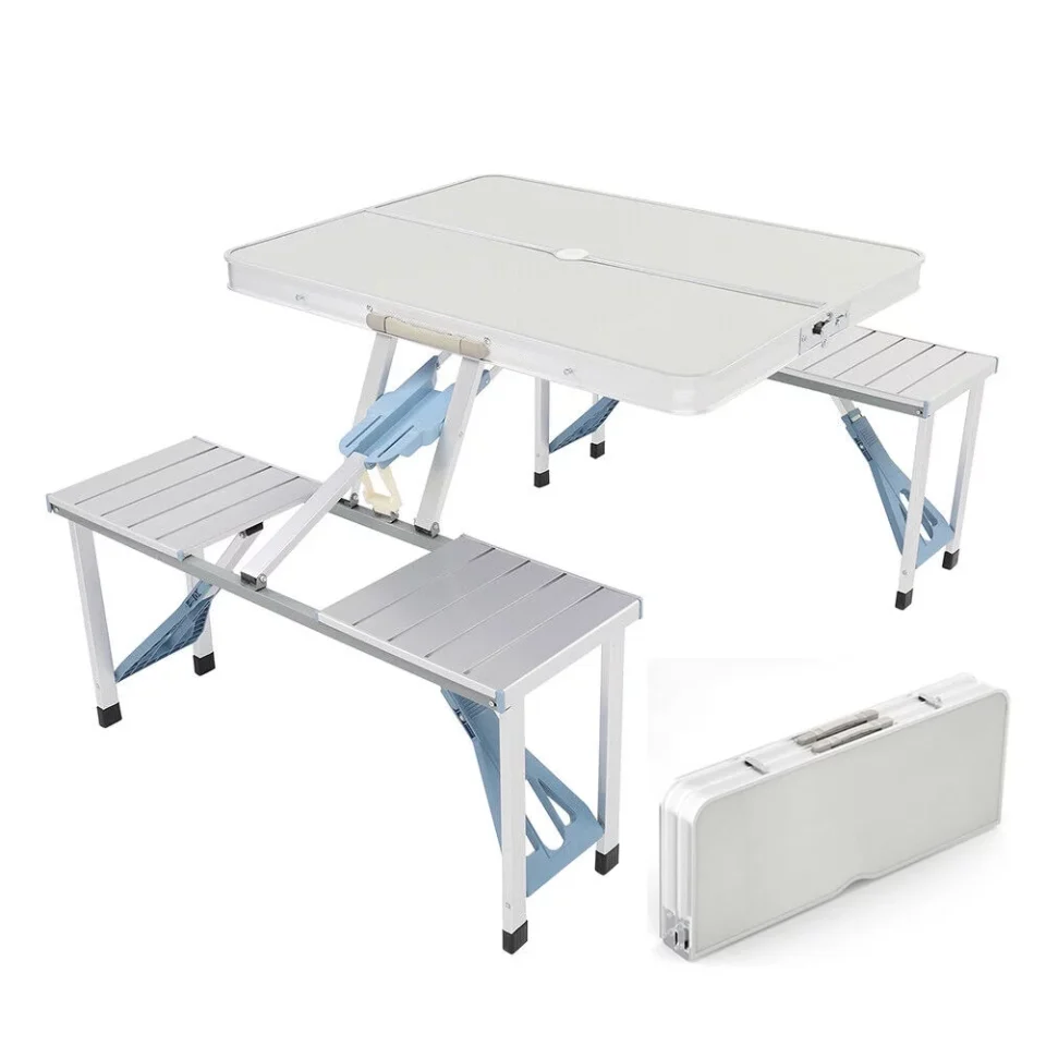 Cooking Folding Picnic Table with Bench Outdoor Camping Picnic Table Kit with Carrying Handles for Yard Patio Lawn Party