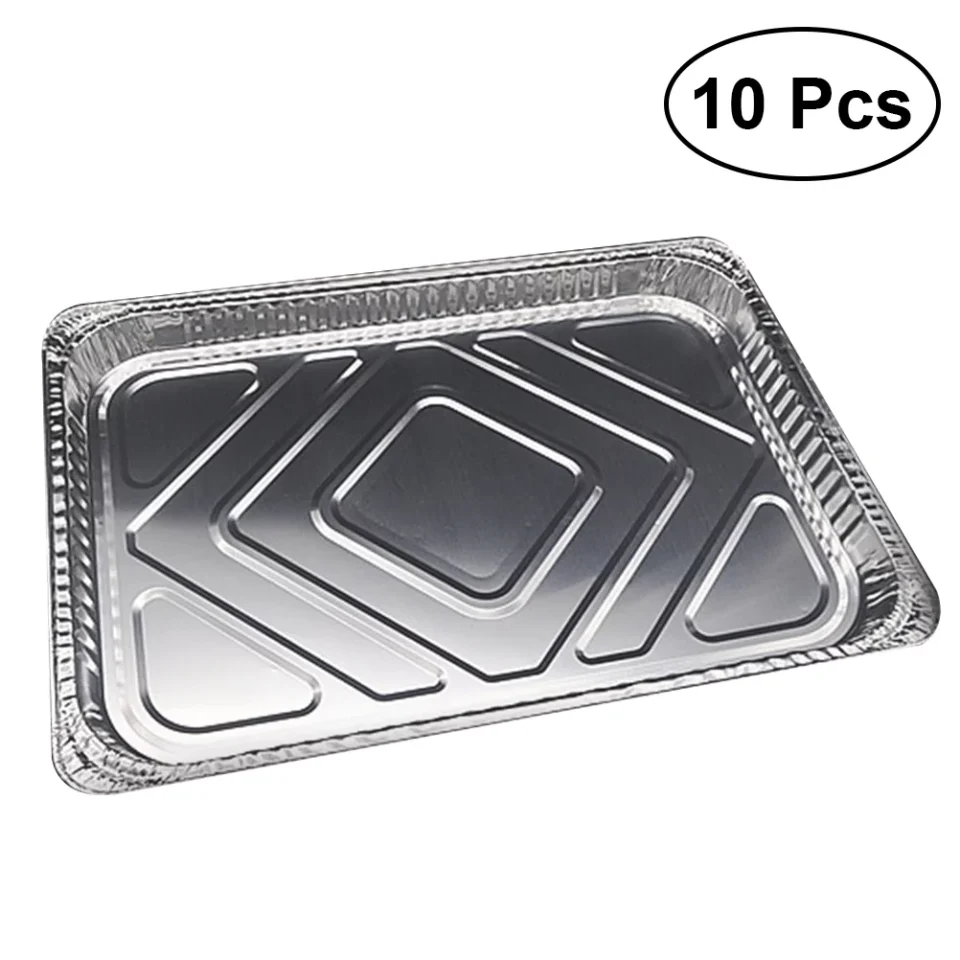 Matte Durable OUNONA 10Pcs Disposable BBQ Drip Pan Tray Aluminum Foil Tin Liners for Grease Catch Pans Replacement Liner Trays