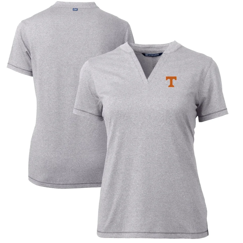 Supreme Women's Cutter & Buck Heather Gray Tennessee Volunteers Forge Blade V-Neck Top