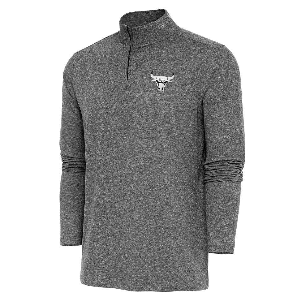 Prime Non-Toxic Men's Antigua Heather Black Chicago Bulls Hunk Quarter-Zip Top
