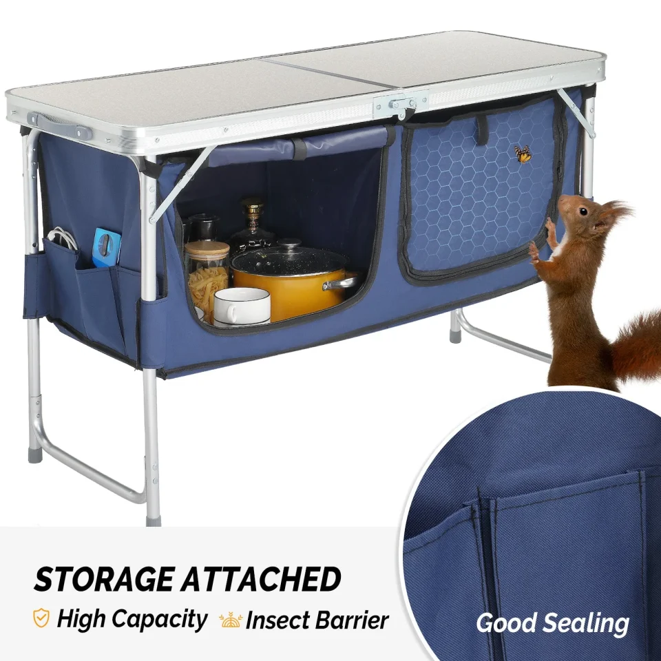 Polished Burufy 4 Ft Folding Camping Table with Storage