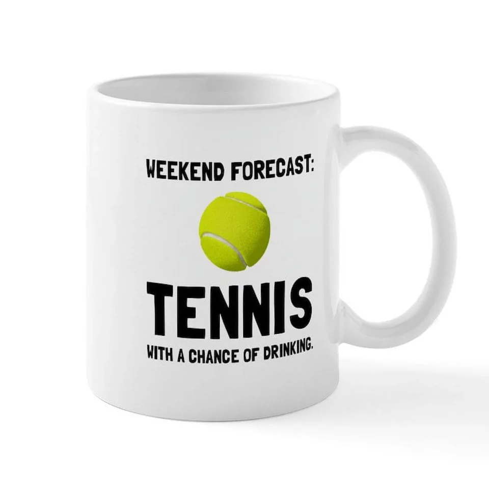 Home CafePress - Weekend Forecast Tennis Mugs - 11 oz Ceramic Mug - Novelty Coffee Tea Cup