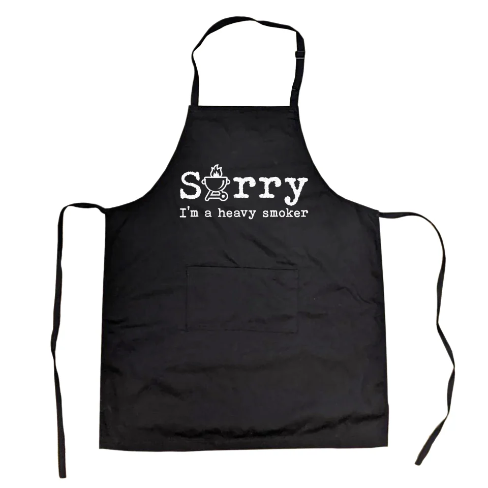 Natural Clear Sorry I'm A Heavy Smoker Cookout Apron Funny Backyard BBQ Smoked Meat Smock