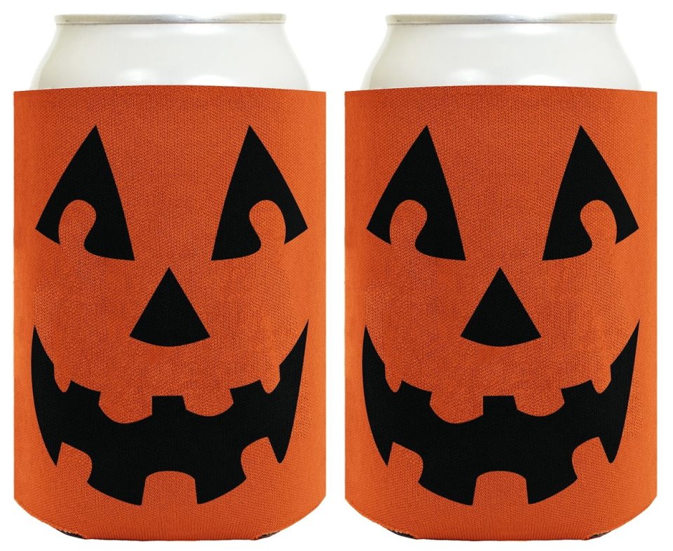 Clear Best-Selling ThisWear Halloween Gifts Jack-O'-Lantern Face Halloween Drink Holder 2-pack Can Coolie Drink Coolers Coolies Orange