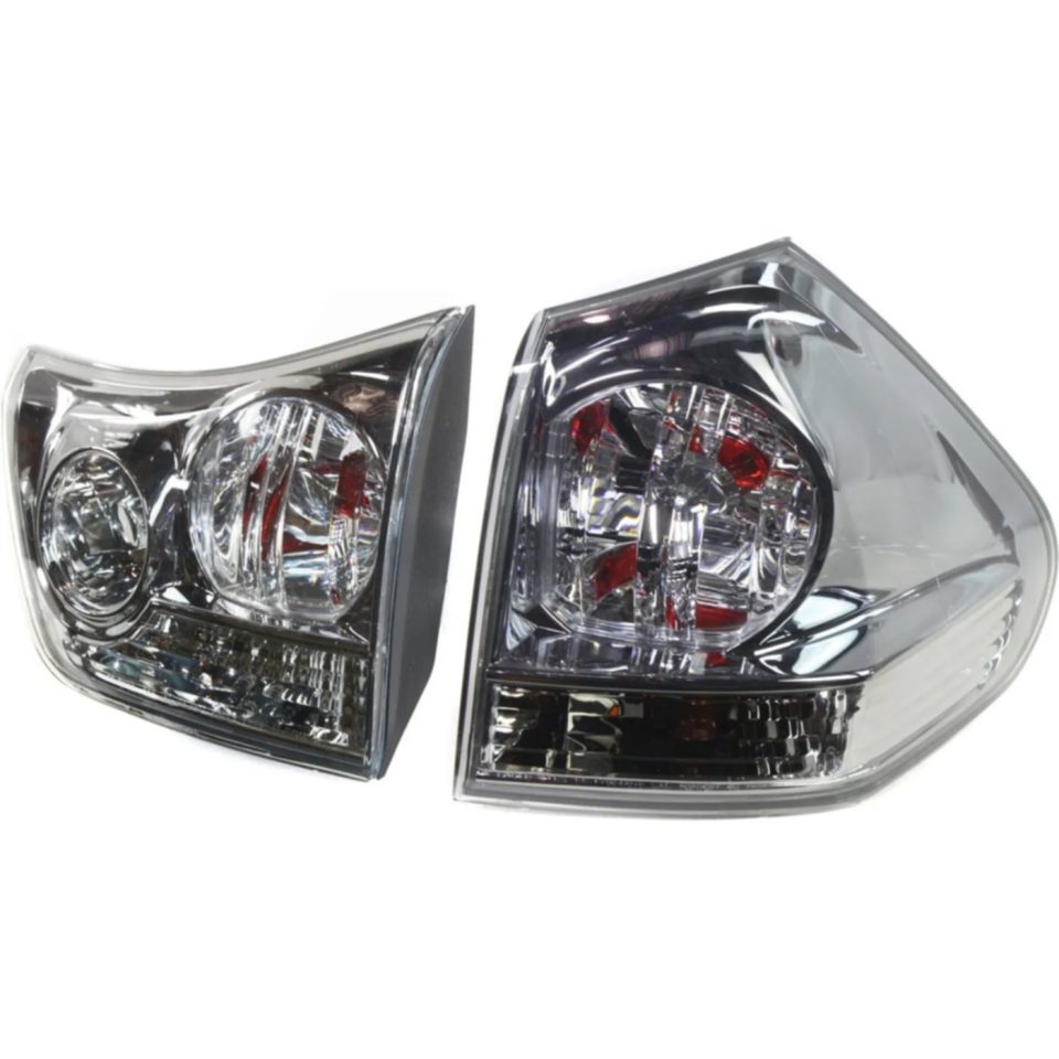 Stainless Steel Tail Light Set For 2004-2006 Lexus RX330 07-09 RX350 RH Inner Outer Clear Lens