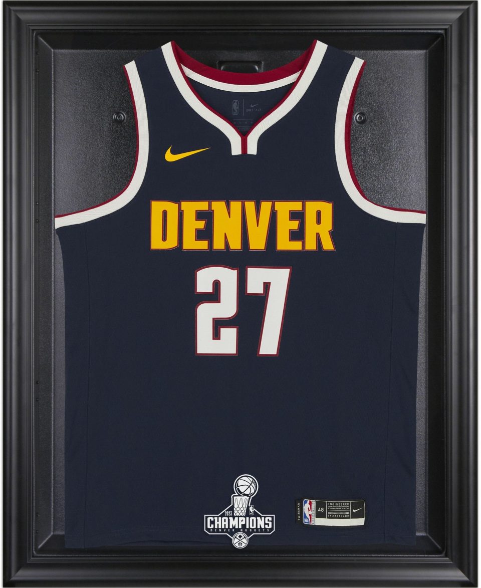 Travel Top-Rated Denver Nuggets Black Framed 2023 NBA Finals Champions Logo Jersey Display Case