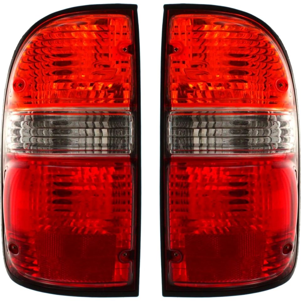 Easy-Clean Halogen Tail Light Set For 2001-04 Toyota Tacoma Amber/Clr/Red w/Bulbs 2Pcs CAPA