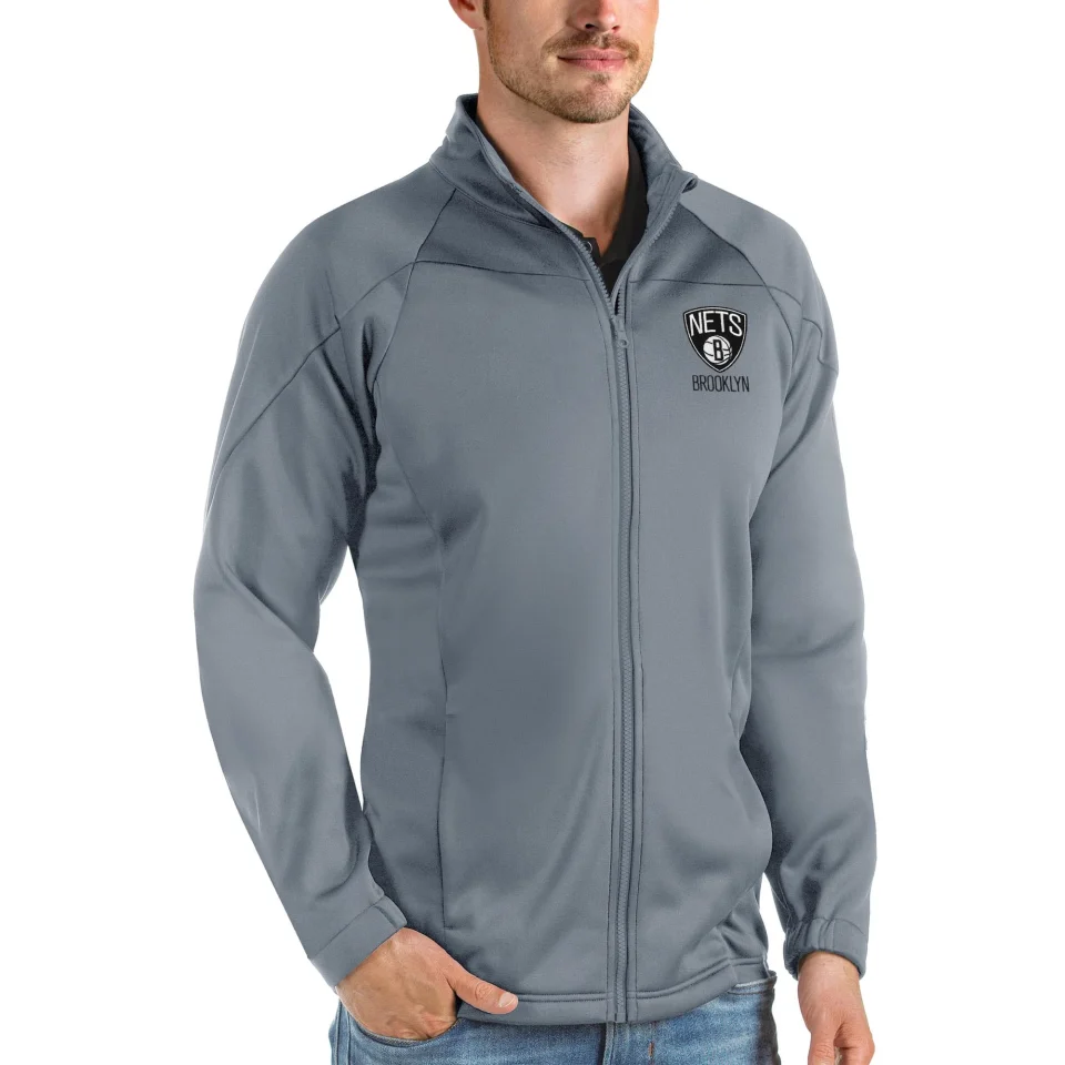 Cooking Portable Men's Antigua Charcoal Brooklyn Nets Links Full-Zip Golf Jacket