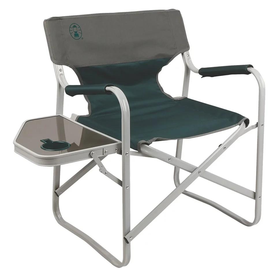 Home Easy-Clean TAYL Breeze Portable Folding Adult Deck Chair with Side Table, Green
